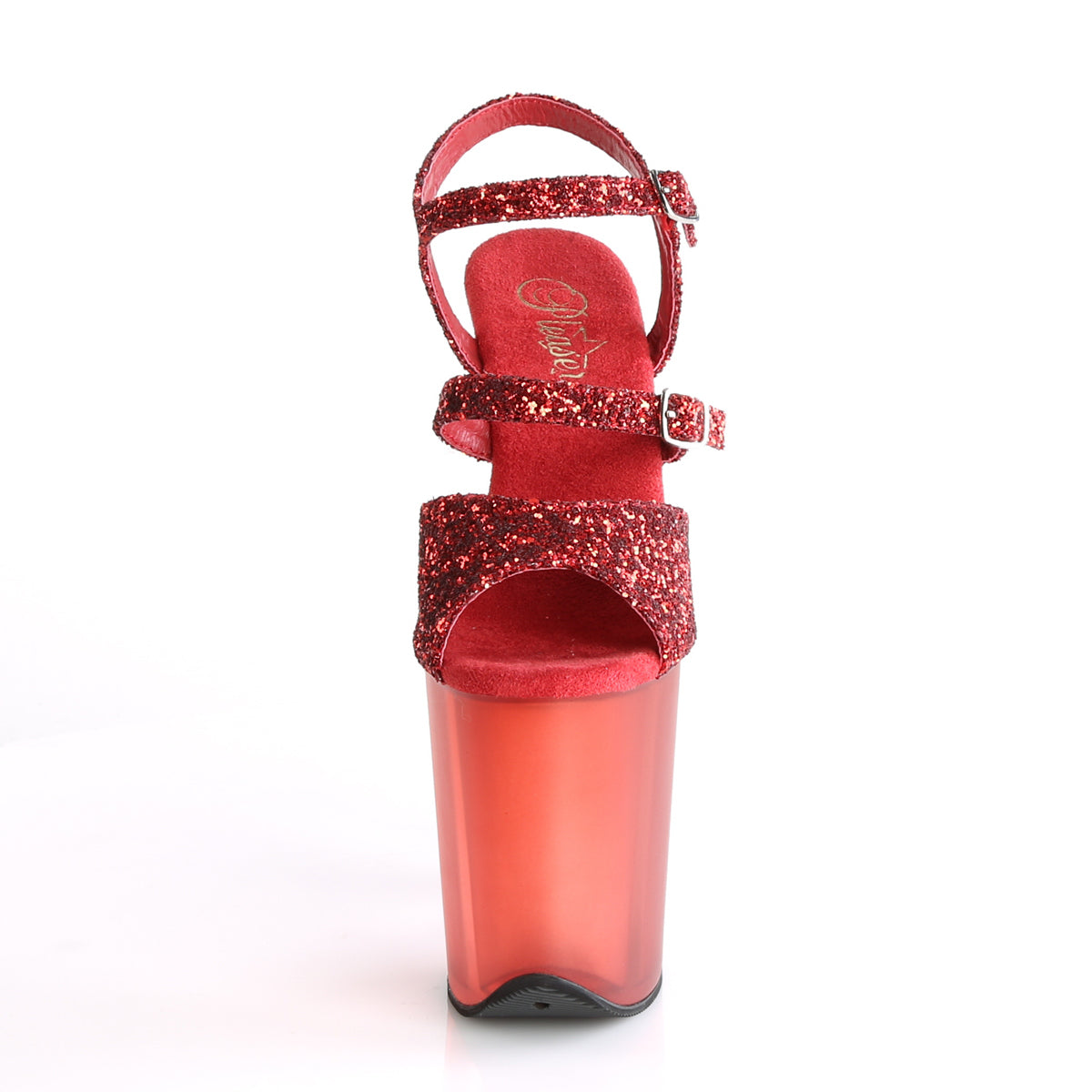Pleaser Womens Sandals FLAMINGO-874 Red Glitter/Frosted Red
