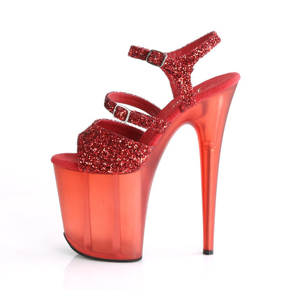 Pleaser Womens Sandals FLAMINGO-874 Red Glitter/Frosted Red