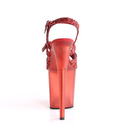 Pleaser Womens Sandals FLAMINGO-874 Red Glitter/Frosted Red