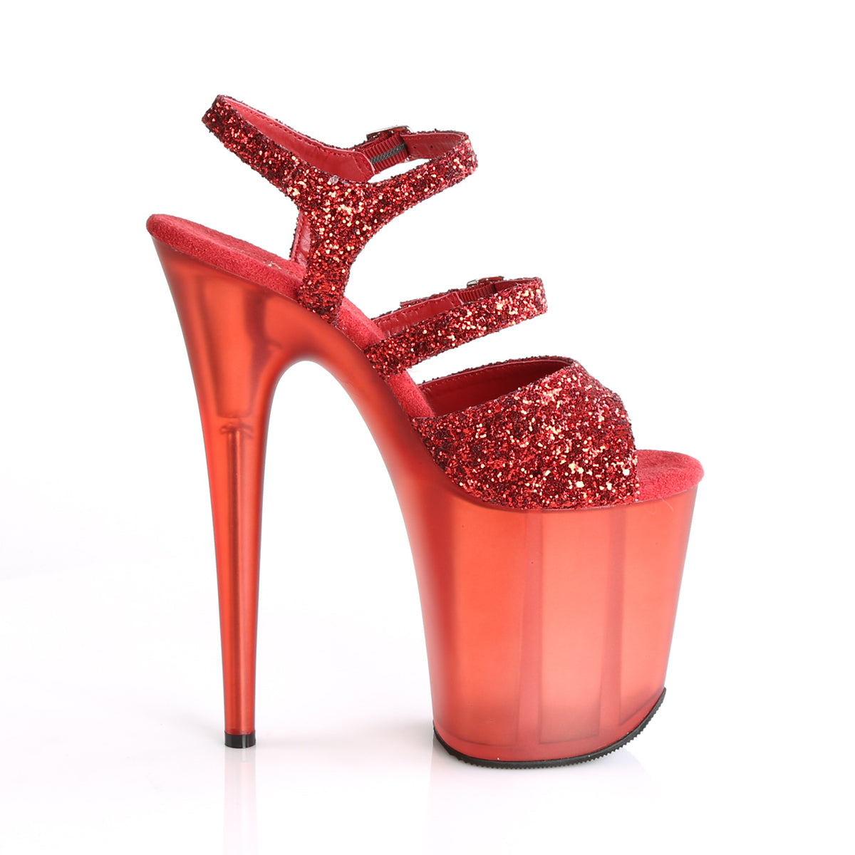 Pleaser Sandales pour femmes FLAMINGO-874 Glitter rouge / rouge givré