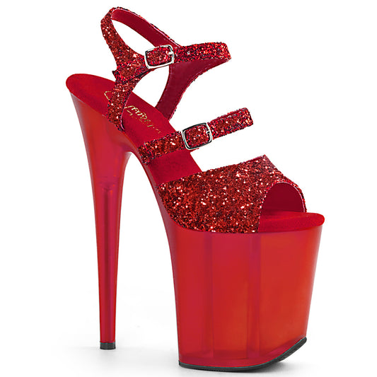 Pleaser Sandales pour femmes FLAMINGO-874 Glitter rouge / rouge givré