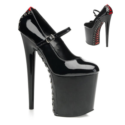 Pleaser Sandales pour femmes FLAMINGO-887FH BLK-ROUGE PAT / BLK