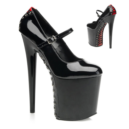 Pleaser Sandales pour femmes FLAMINGO-887FH BLK-ROUGE PAT / BLK