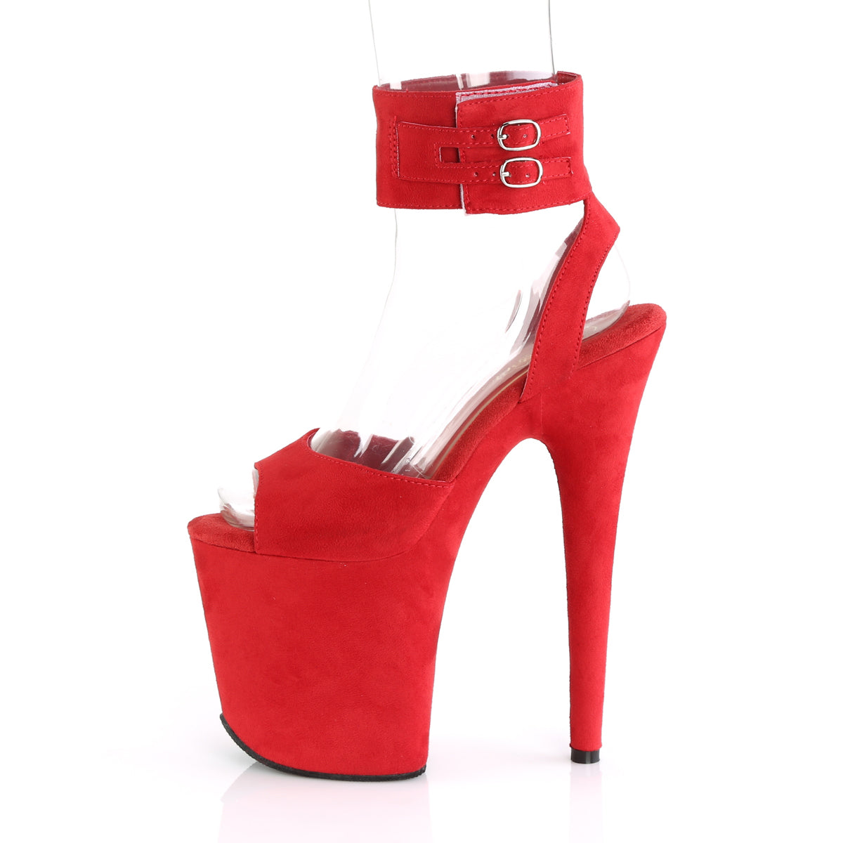 Pleaser Sandales pour femmes FLAMINGO-891 Suède rouge en forme de faux / rouge en faux daim