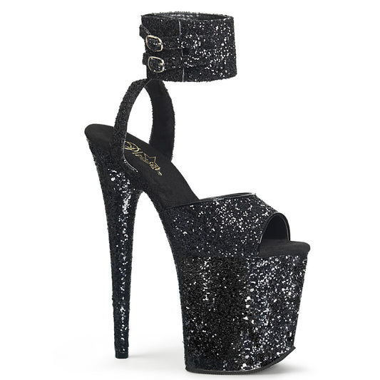 Pleaser Sandales pour femmes FLAMINGO-891LG BLK GLITTER / BLK GLITTER