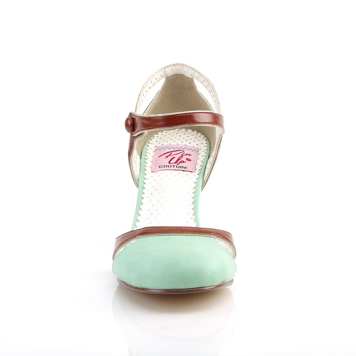 Pin Up Couture Pompes pour femmes FLAPPER-27 cuir faux-brun menthe