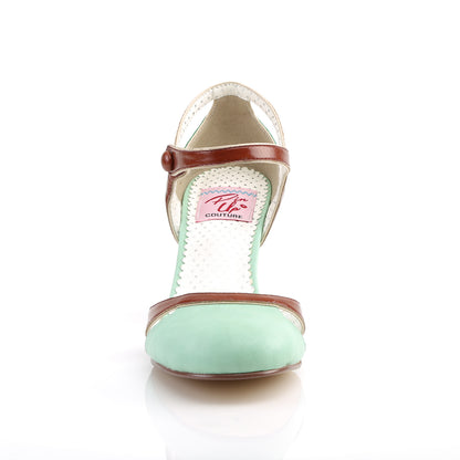 Pin Up Couture Pompes pour femmes FLAPPER-27 cuir faux-brun menthe