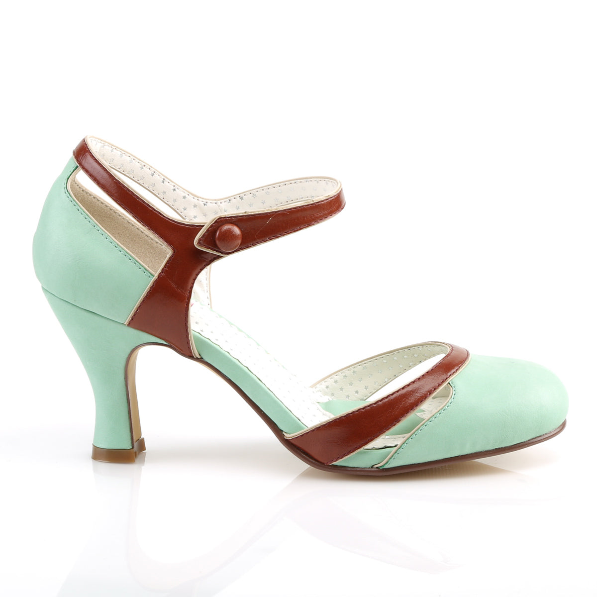 Pin Up Couture Pompes pour femmes FLAPPER-27 cuir faux-brun menthe