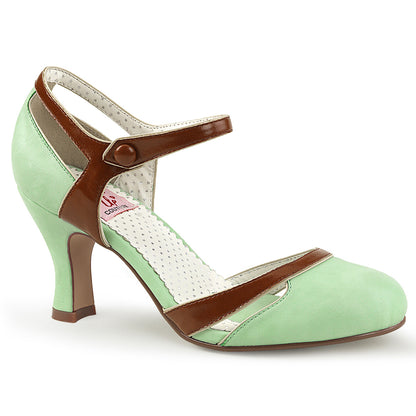 Pin Up Couture Pompes pour femmes FLAPPER-27 cuir faux-brun menthe
