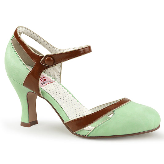 Pin Up Couture Womens Pumps FLAPPER-27 Mint-Brown Faux Leather
