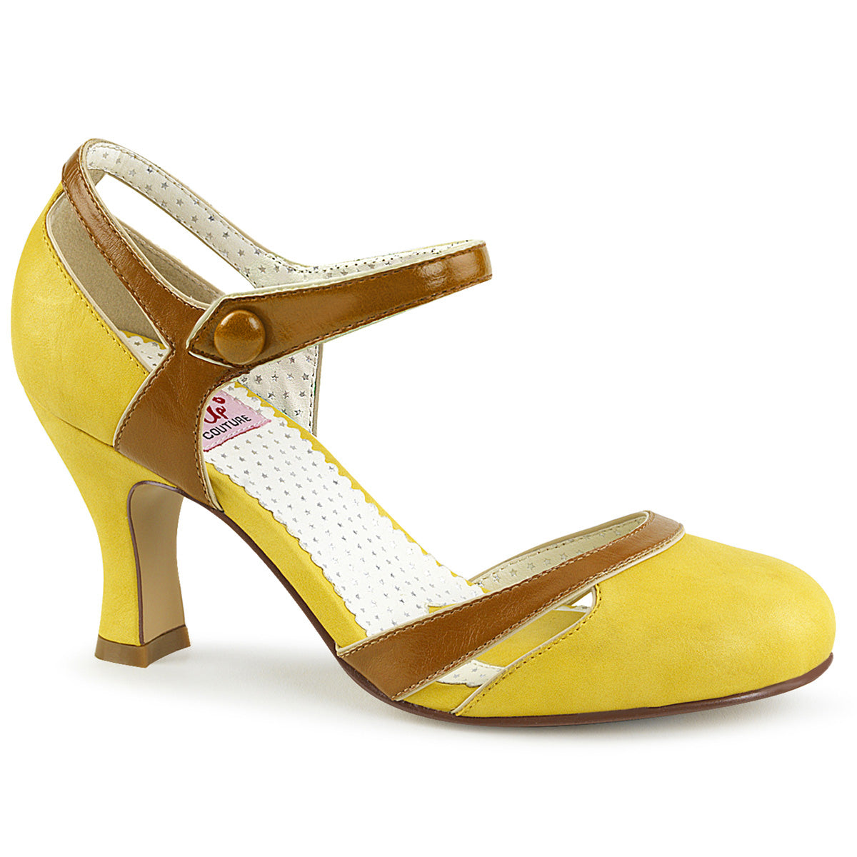 Pin Up Couture Pompes pour femmes FLAPPER-27 cuir faux-bronzage jaune