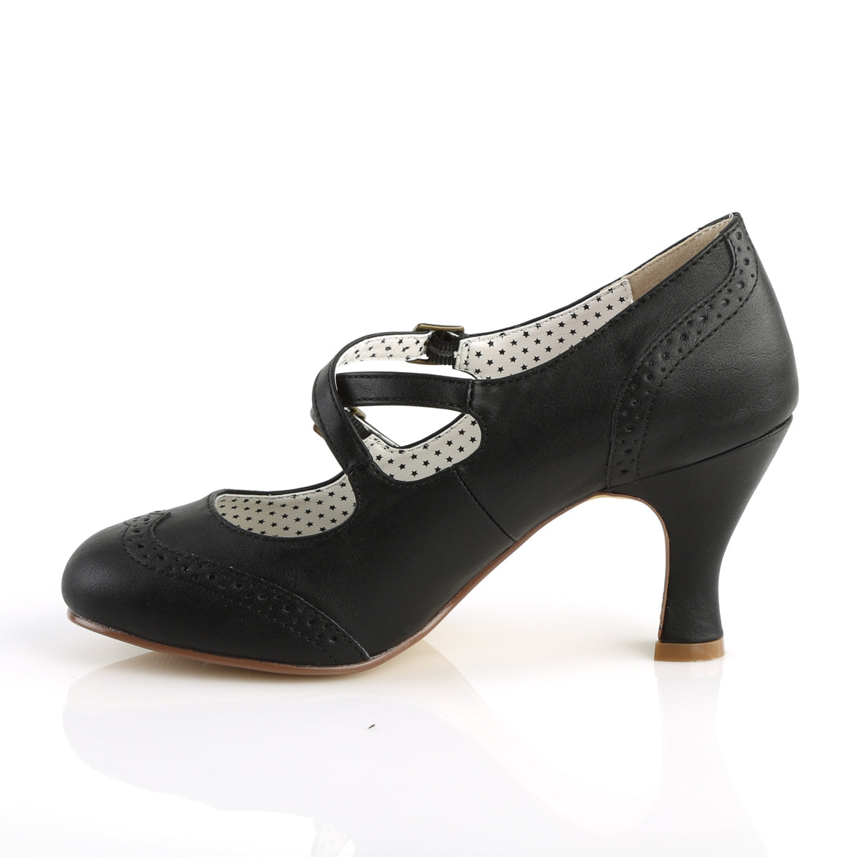 Pin Up Couture Pompes pour femmes FLAPPER-35 Blk Faux Cuir