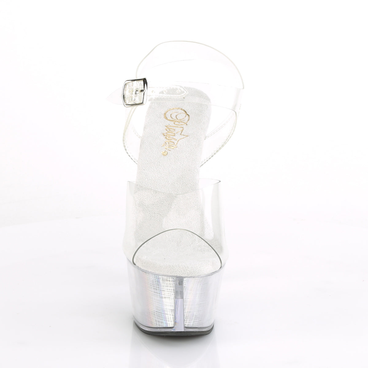 Pleaser Sandales pour femmes FLASHDANCE-608CH CLR / Hologramme SLV