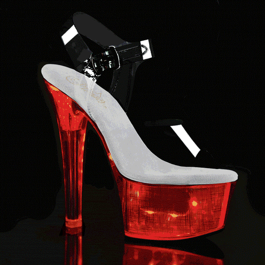 Pleaser Sandales pour femmes FLASHDANCE-608CH CLR / Hologramme SLV