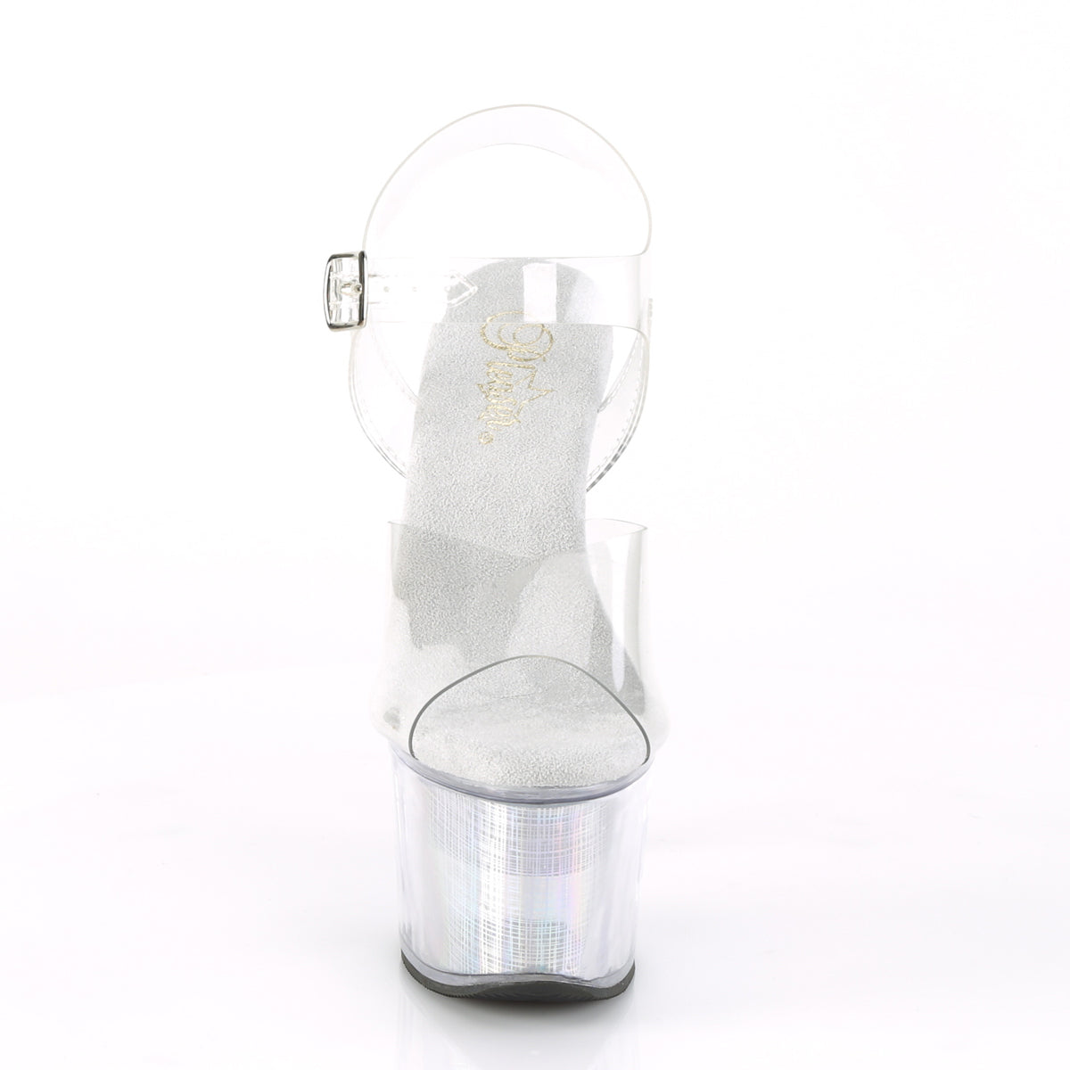 Pleaser Sandales pour femmes FLASHDANCE-708CH CLR / Hologramme SLV