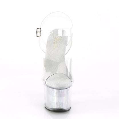 Pleaser Sandales pour femmes FLASHDANCE-708CH CLR / Hologramme SLV