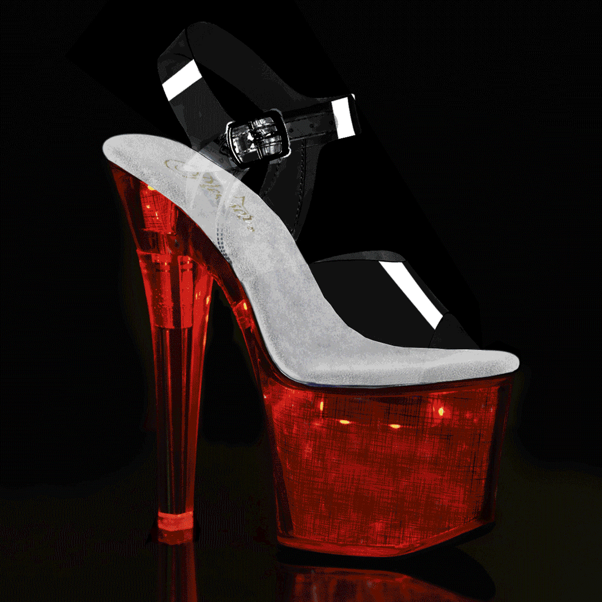 Pleaser Sandales pour femmes FLASHDANCE-708CH CLR / Hologramme SLV