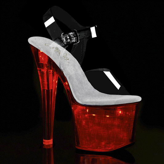 Pleaser Sandales pour femmes FLASHDANCE-708CH CLR / Hologramme SLV