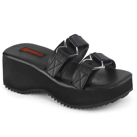 DemoniaCult  Des sandales FLIP-12 Cuir végétalien BLK