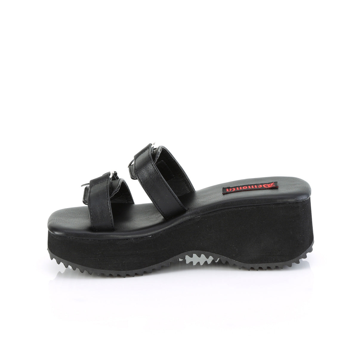 DemoniaCult  Des sandales FLIP-12 Cuir végétalien BLK