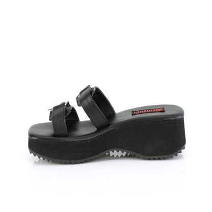 DemoniaCult  Des sandales FLIP-12 Cuir végétalien BLK