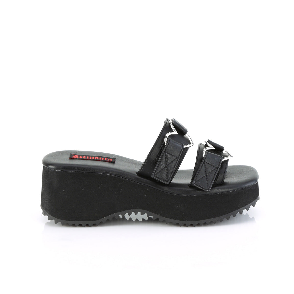 DemoniaCult  Des sandales FLIP-12 Cuir végétalien BLK