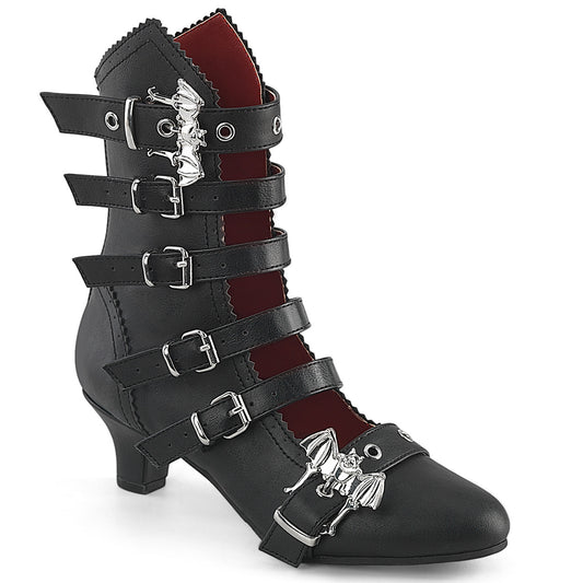 DemoniaCult Women's Ankle Boots FLORA-1035 Blk Vegan Leather