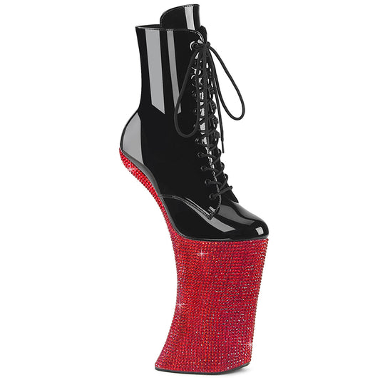 Pleaser Women's Platform Shoes FORBIDDEN-1020BEJ Blk Pat/Red RS