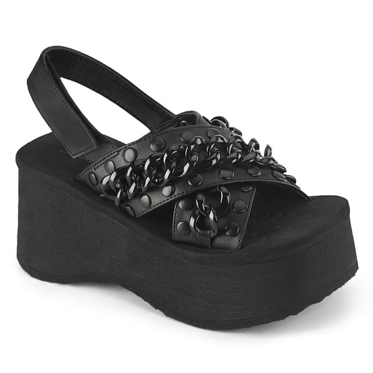DemoniaCult  Des sandales FUNN-12 Cuir végétalien BLK