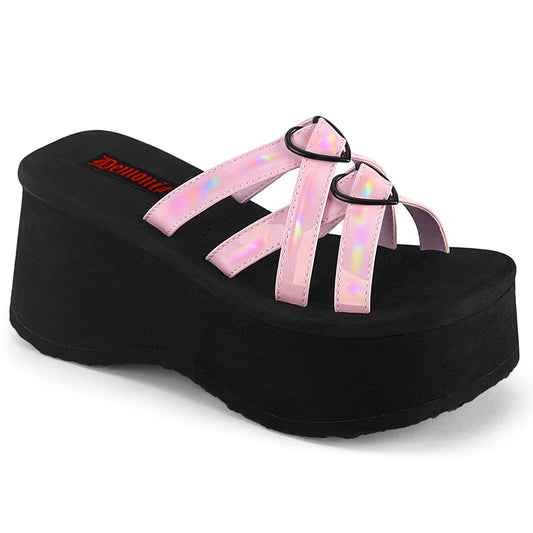 DemoniaCult  Des sandales FUNN-15 B. Holo rose Pat
