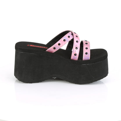 DemoniaCult Womens Sandals FUNN-19 Pink Hologram