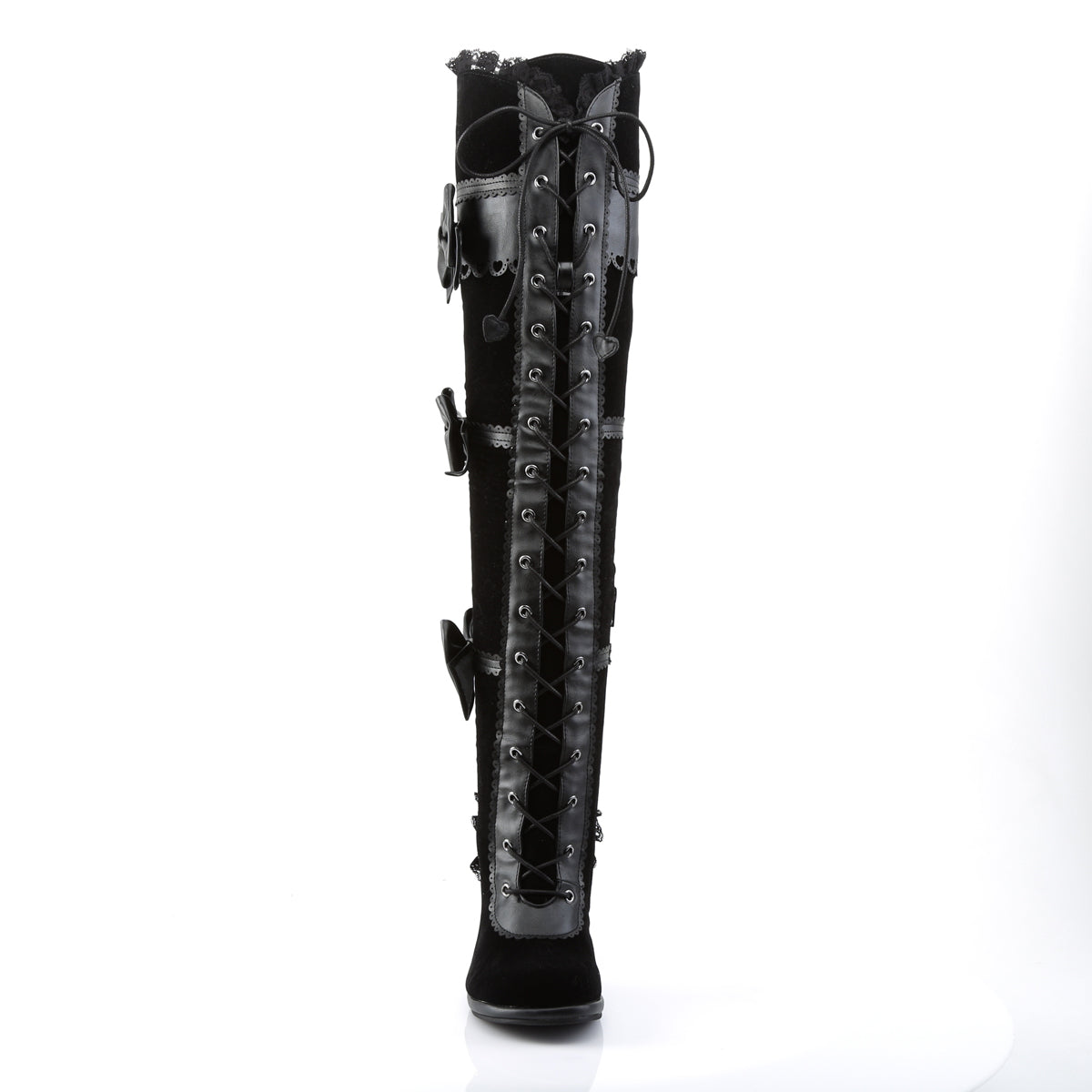 DemoniaCult Bottes de femmes GLAM-300 BLK VELUME VEGAN-VELLET