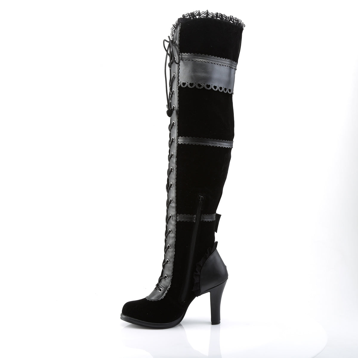 DemoniaCult Bottes de femmes GLAM-300 BLK VELUME VEGAN-VELLET