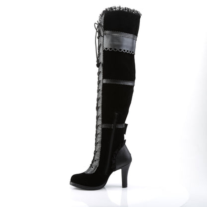 DemoniaCult Bottes de femmes GLAM-300 BLK VELUME VEGAN-VELLET