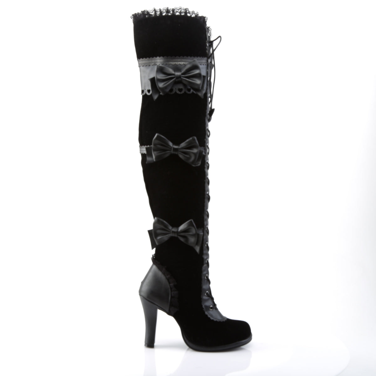 DemoniaCult Bottes de femmes GLAM-300 BLK VELUME VEGAN-VELLET