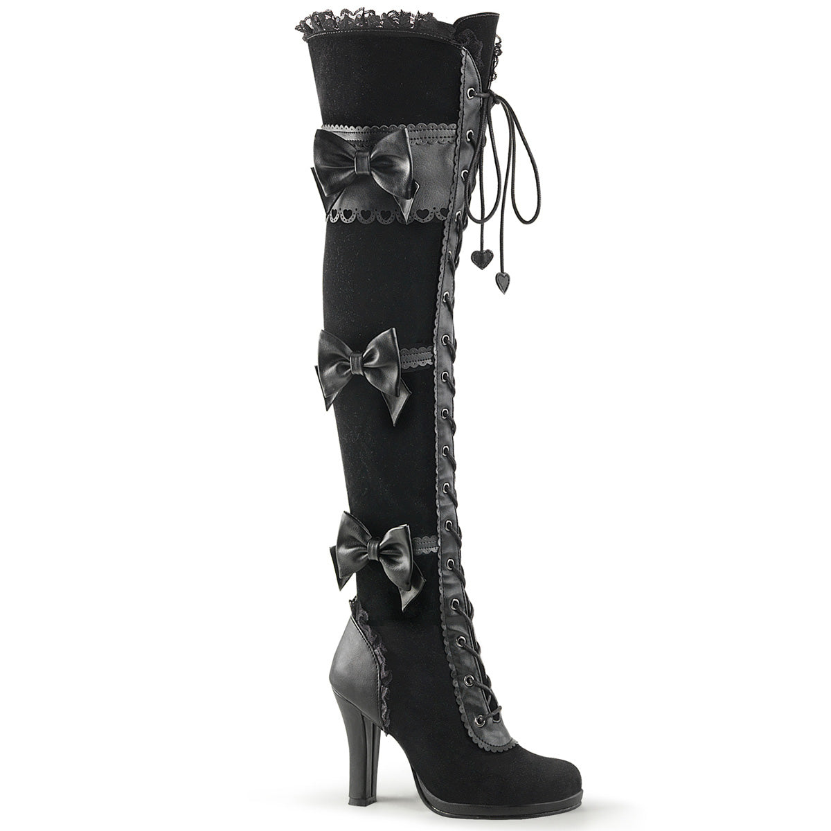 DemoniaCult Bottes de femmes GLAM-300 BLK VELUME VEGAN-VELLET