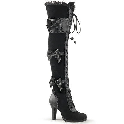 DemoniaCult Bottes de femmes GLAM-300 BLK VELUME VEGAN-VELLET