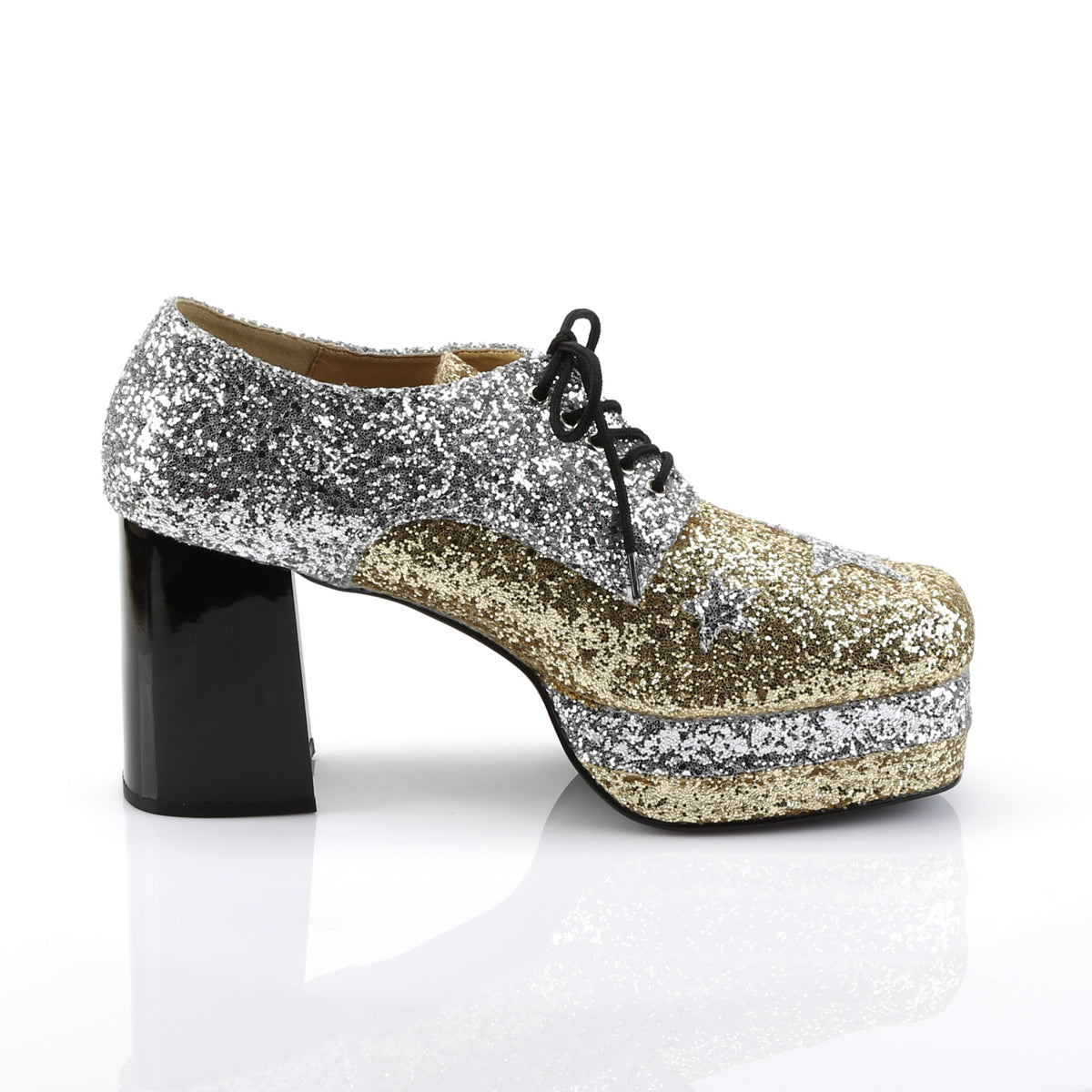 Funtasma Chaussure basse pour hommes GLAMROCK-02 Glitter SLV-Gold