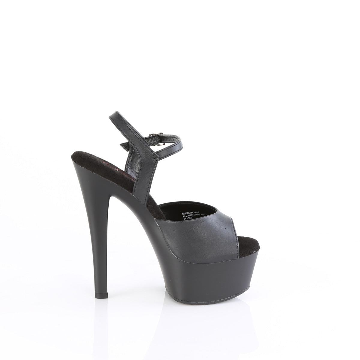 Pleaser   GLEAM-609 Blk Faux Leather-Blk Matte