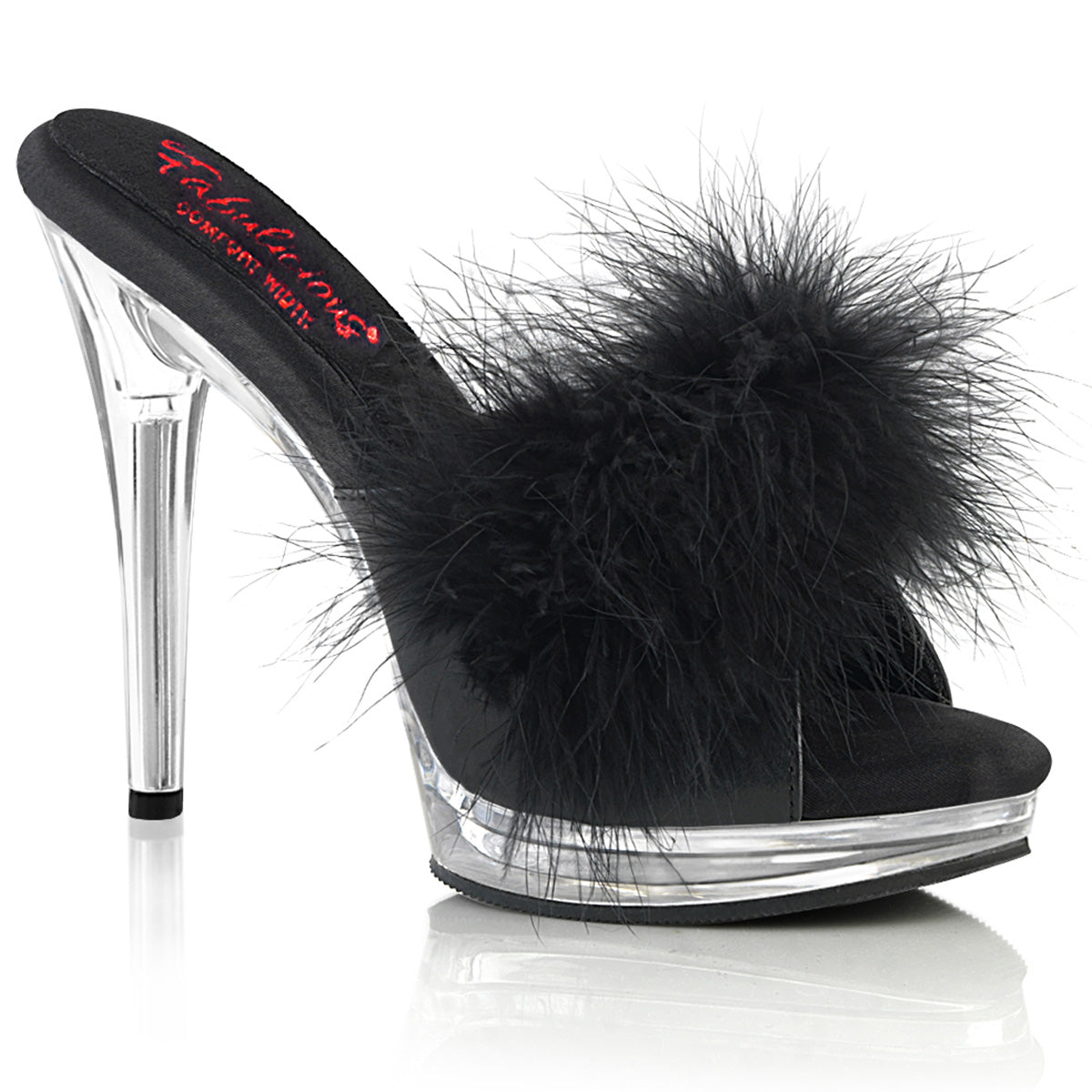 Fabulicious  Sandals GLORY-501F-8 Blk Faux Leather-Fur/Clr