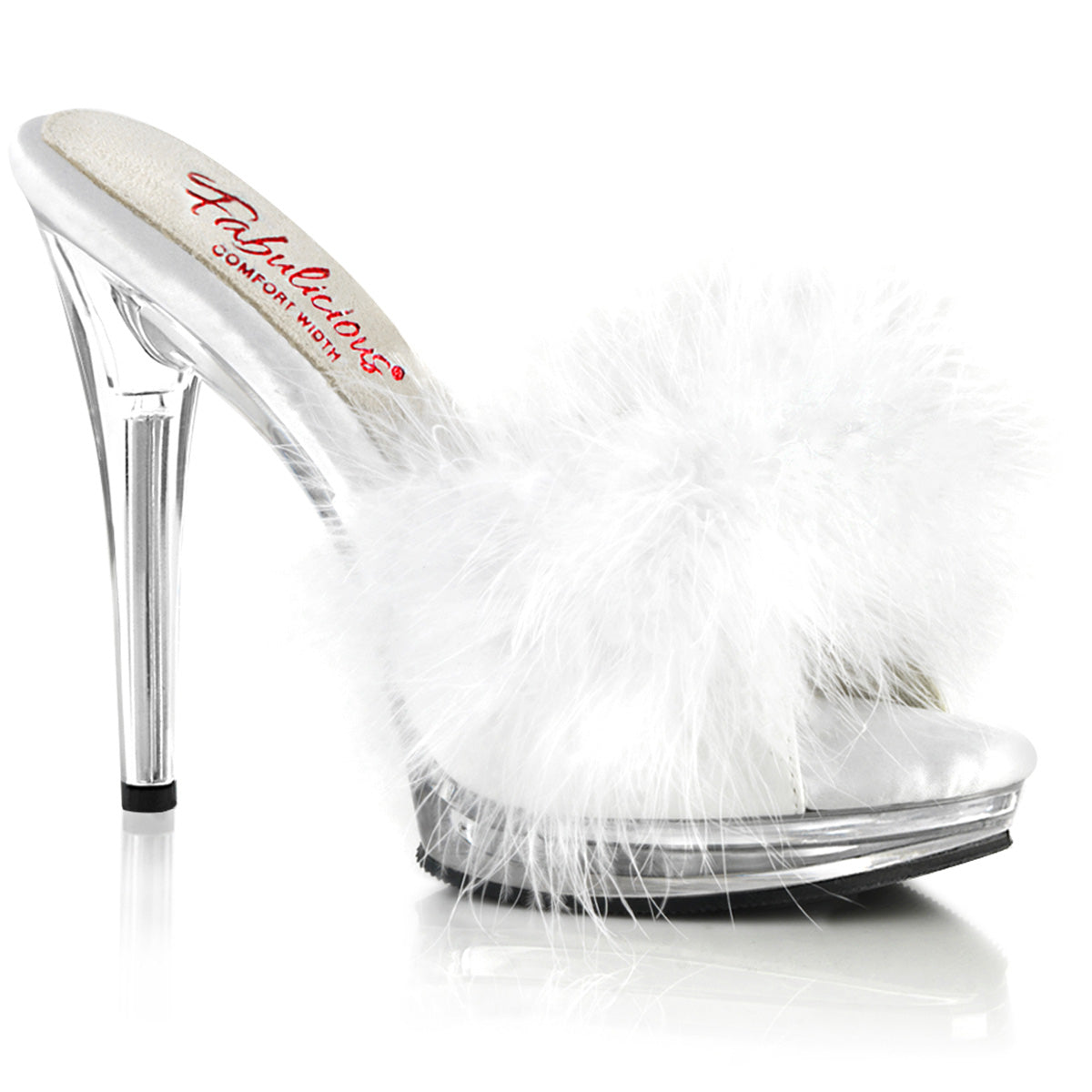Fabulicious  Sandals GLORY-501F-8 Wht Faux Leather-Fur/Clr