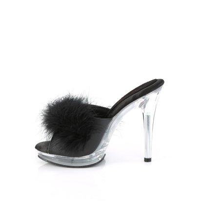 Fabulicious  Sandals GLORY-501F-8 Blk Faux Leather-Fur/Clr
