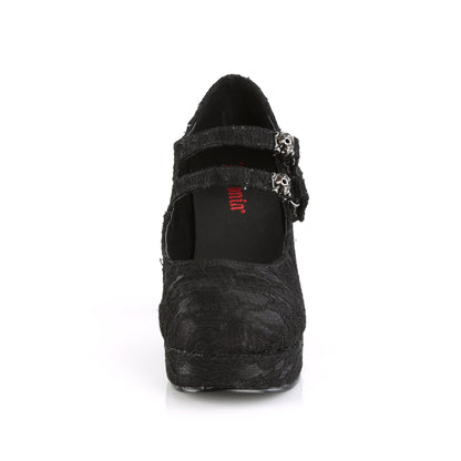 DemoniaCult Womens Pumps GOTHIKA-09 Blk Satin-Lace