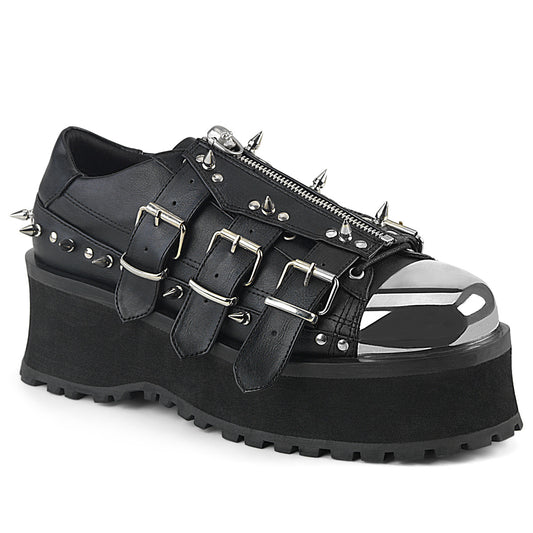 DemoniaCult Bottes pour hommes GRAVEDIGGER-03 Cuir végétalien BLK