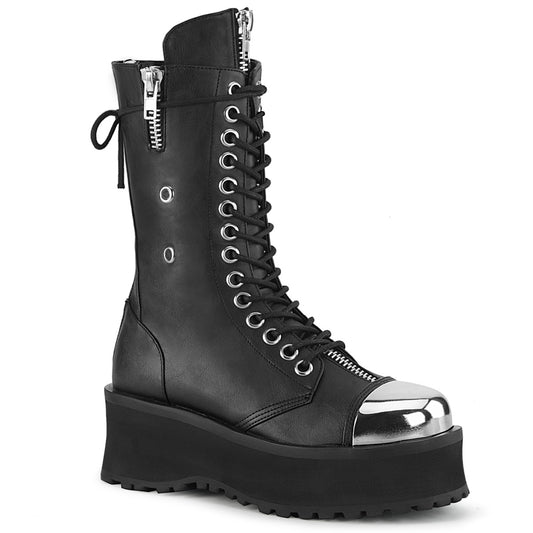 DemoniaCult Bottes pour hommes GRAVEDIGGER-14 Cuir végétalien BLK