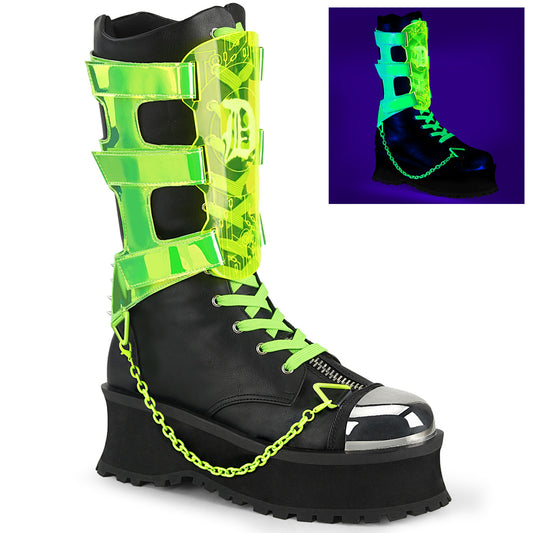 DemoniaCult Bottes pour hommes GRAVEDIGGER-255 Cuir végétalien BLK