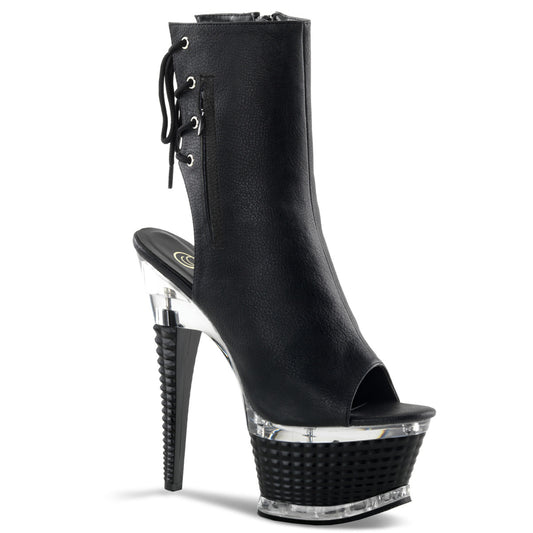 Pleaser Bottines pour femmes ILLUSION-1018 BLK FAUX CUIR / BLK MATTE