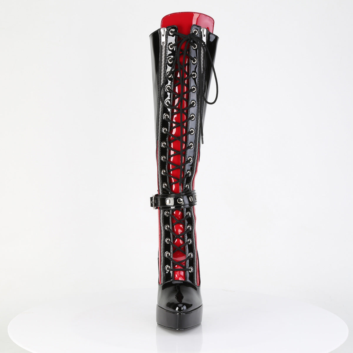 Devious Women's Platforms INDULGE-2028 Blk-Red Pat