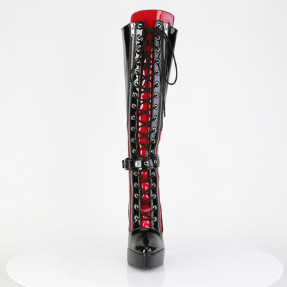 Devious Women's Platforms INDULGE-2028 Blk-Red Pat
