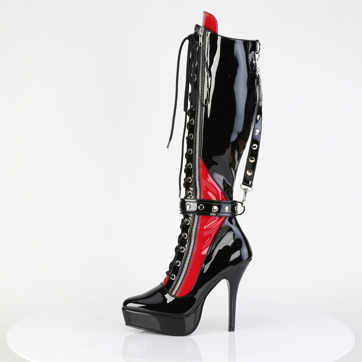 Devious Women's Platforms INDULGE-2028 Blk-Red Pat